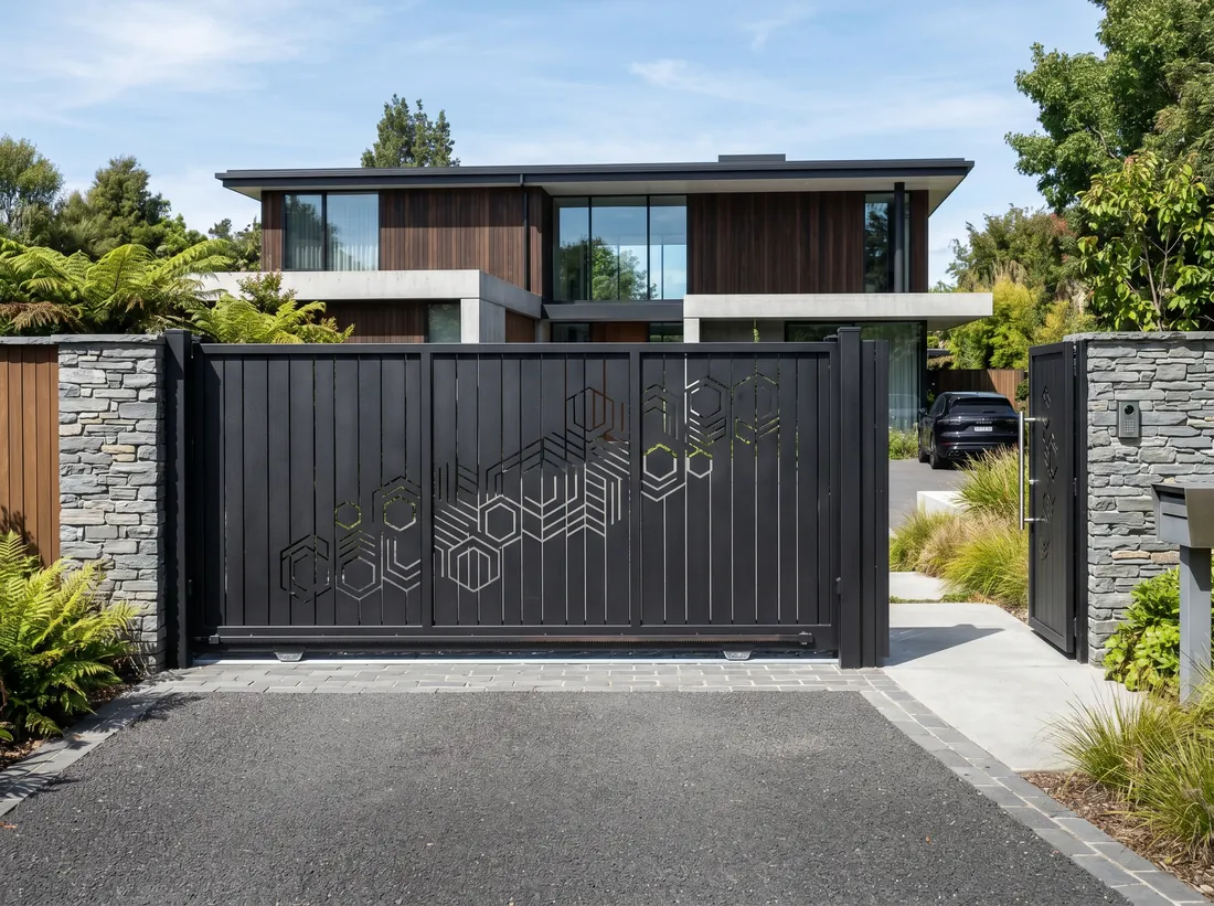Geometric Driveway Gate — Deco Zoosh
